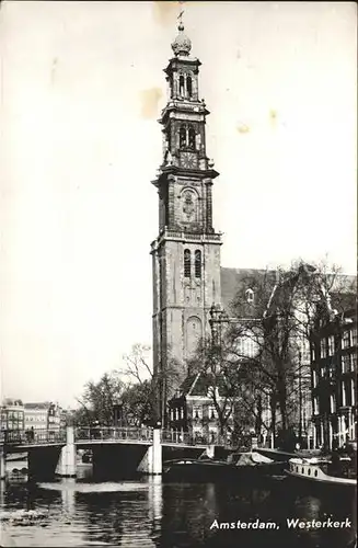 Amsterdam Niederlande Westerkerk Kirche Kanal Bruecke Kat. Amsterdam