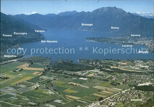 Lago Maggiore Fliegeraufnahme Panoramakarte Kat. Italien