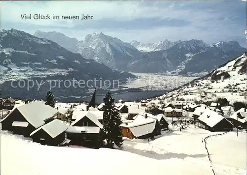 Amden SG mit Walensee Lithebene und Glarnerberge Kat. Amden