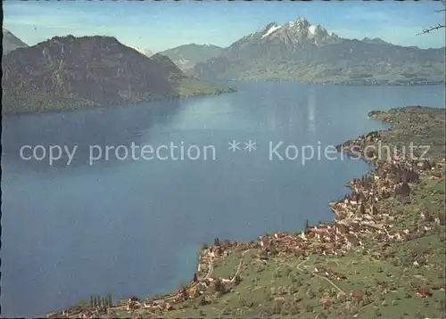 Weggis LU Vierwaldstaettersee mit Stanserhorn Buergenstock und Pilatus Kat. Weggis