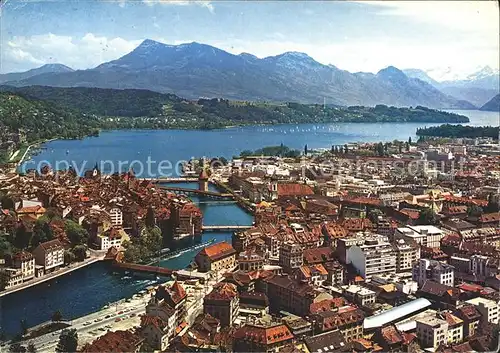 Luzern LU Gesamtansicht mit Rigi Vierwaldstaettersee Alpenpanorama / Luzern /Bz. Luzern City