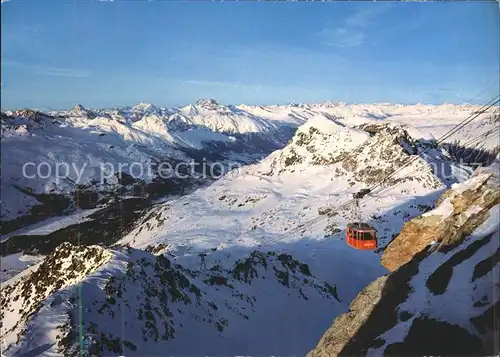Corvatsch Silvaplana GR Luftseilbahn Blick gegen St Moritz Alpenpanorama Kat. Silvaplana