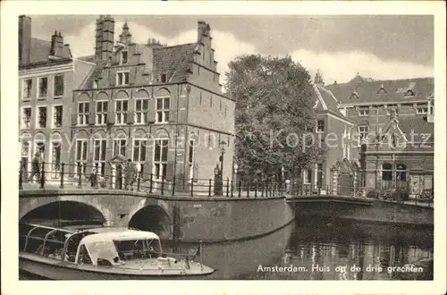 Amsterdam Niederlande Huis drie grachten Kat. Amsterdam