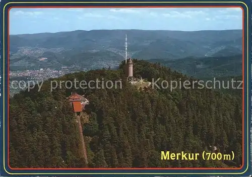 Baden Baden Merkur Grosse Staufenberg Bergbahn Aussichtsturm Fliegeraufnahme Kat. Baden Baden