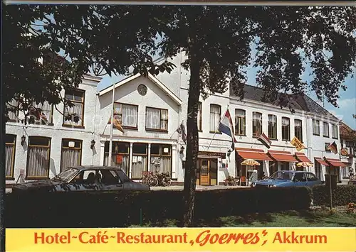 Akkrum Hotel Cafe Restaurant Goerres Kanal Boot Aufklappkarte Kat. Niederlande