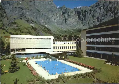 Leukerbad Rheumaklinik mit Aussenbad und Gemmipass Kat. Loeche les Bains