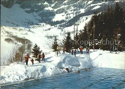 Leukerbad Thermalschwimmbad im Winter Kat. Loeche les Bains