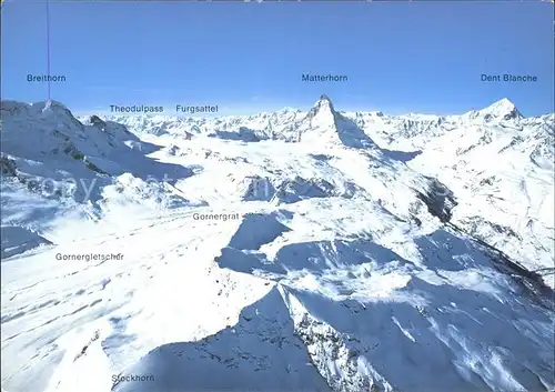 Zermatt VS Skigebiet Stockhorn Gornergrat Schwarzsee Fliegeraufnahme Kat. Zermatt