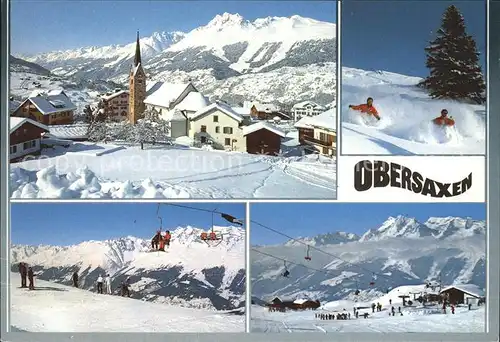Obersaxen Meierhof Dorfpartie Skilift Skigebiet Stai und Kartitschka Brigelserhoerner Kat. Obersaxen