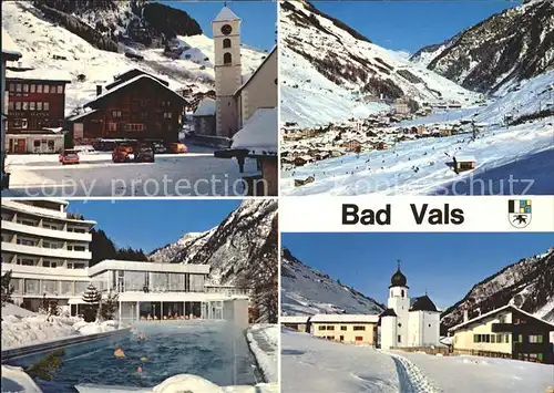 Bad Vals GR Dorfplatz Thermalschwimmbad Panorama Vals Camp Kat. Vals