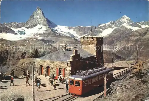 Zermatt VS Station Gornergrat Zahnradbahn Matterhorn Dent Blanche Walliser Alpen Kat. Zermatt