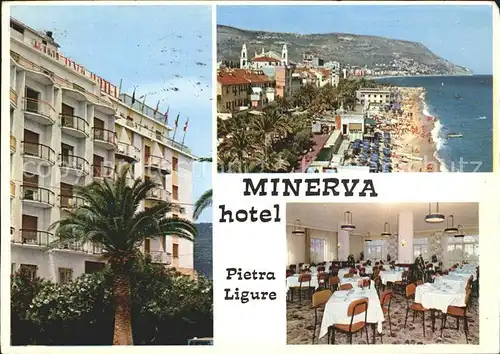 Pietra Ligure Hotel Minerva Panorama Kueste Strand