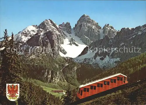 Axamer Lizum Olympiabahn auf den Hoadl Bergbahn Blick gegen Kalkkoegel Wappen