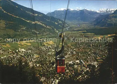 Chur GR Luftseilbahn Brambr?esch gegen Herrschaft und Scesaplana Kat. Chur