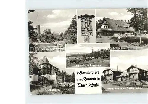 Rennsteig Wanderziele Inselsberg Heuberghaus Spiessberghaus Waldschaenke Kat. Neuhaus Rennweg