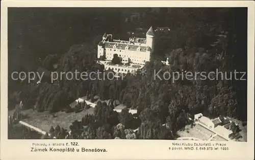 Benesov u Prahy Zamek Konopiste Schloss Fliegeraufnahme Kat. Beneschau