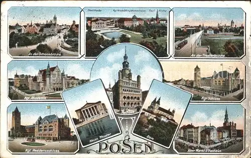 Posen Poznan Residenzschloss Schlossbruecke Theater Dom / Poznan /