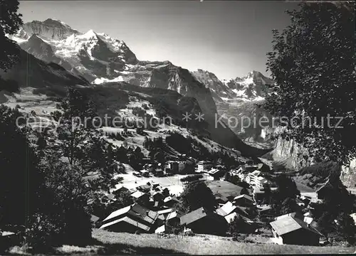 Wengen BE mit Jungfrau und Breithorn Kat. Wengen