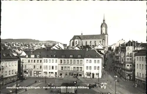 Buchholz Annaberg Markt mit Annenkirche und Poehlberg