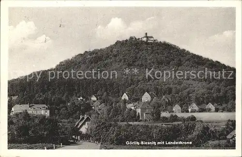 Biesnitz Ortsansicht mit Landeskrone Burg Kat. Goerlitz