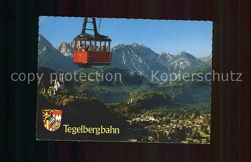 Tegelberg Luftseilbahn Blick Koenigsschlosser Alpsee Tiroler Allgaeuer Hochgebirge Kat. Schwangau