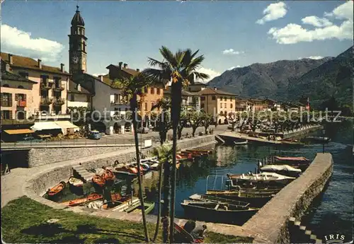 Ascona TI Dorfpartie mit Bootshafen / Ascona /Bz. Locarno