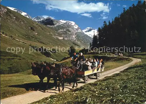 Sils Engadin Graubuenden Pferde Ausflugs Omnibus im Fextal Kat. 