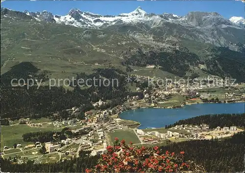 St Moritz GR Bad und Dorf Panorama Kat. St Moritz