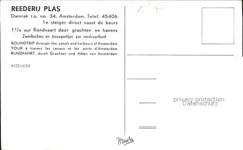 Amsterdam Niederlande Reederij Plas Kat. Amsterdam