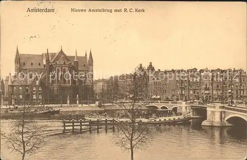 Amsterdam Niederlande Amstelbrug Kerk Kat. Amsterdam