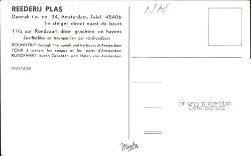 Amsterdam Niederlande Reederij Plas Kat. Amsterdam