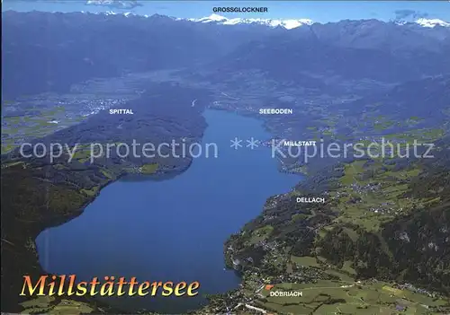 Millstaettersee Fliegeraufnahme mit Doebriach Dellach Seeboden und Spittel Kat. Oesterreich