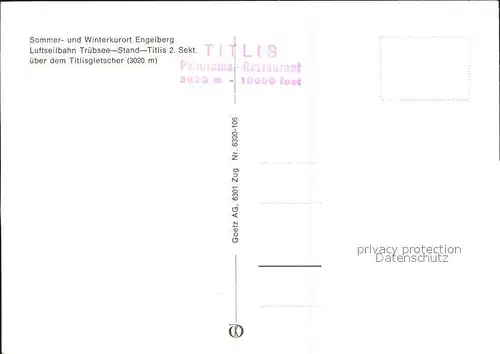 Engelberg OW Seilbahn Truebsee Stand Titlis Gletscher Kat. Engelberg
