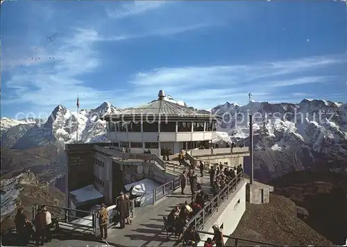 Muerren BE Schilthornbahn Drehreestaurant Piz Gloria mit Eiger Moench Jungfrau Kat. Muerren