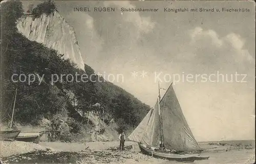 Ruegen Stubbenkammer Koenigstuhl mit Strand und Fischerhuette Kat. Bergen