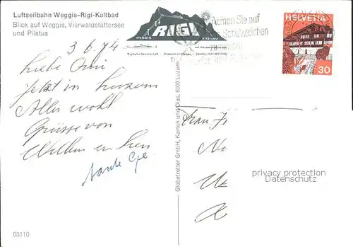 Weggis LU Vierwaldstaettersee Pilatus Weggis Rigi Kaltbad Seilbahn Kat. Weggis