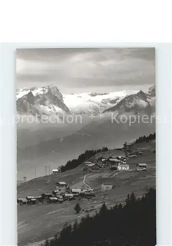 Valais Wallis Kanton Dorf mit Bergkette Kat. Sion
