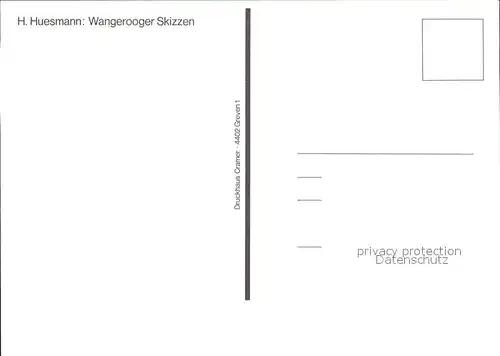 Wangerooge Nordseebad Kuenstlerkarte H. Huesmann Skizze Am Cafe Pudding /  /