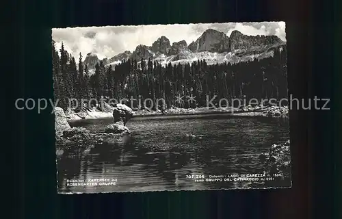 Karersee Suedtirol mit Rosengarten Gruppe Kat. Welschnofen