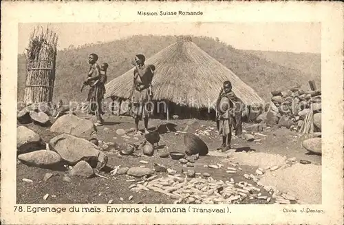 Transvaal Suedafrika Mission Suisse Romande Egrenage du mais Eingeborene Kat. 