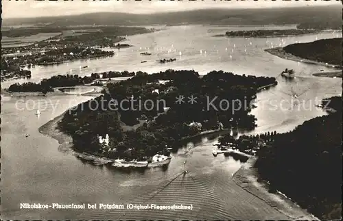 Potsdam Nikolskoe Plaueninsel Fliegeraufnahme Kat. Potsdam