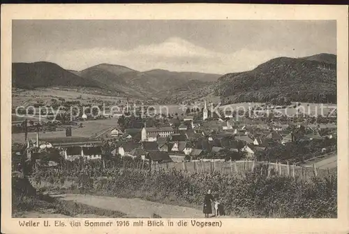 Weiler Ville Bas Rhin Gesamtansicht Sommer 1916 Blick in die Vogesen