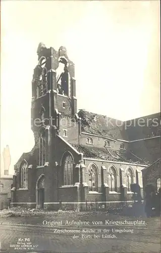 Luettich Originalaufnahme vom Kriegsschauplatz Kirche Kriegskarte 1. Weltkrieg Kat. 