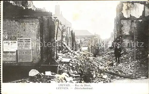 Louvain Loewen Flandre Rue de Diest Ruines Grande Guerre 1. Weltkrieg Kat. 