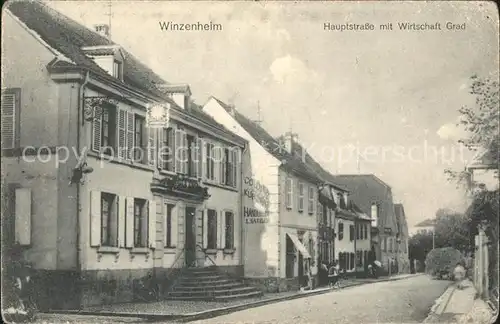 Winzenheim Elsass Hauptstrasse mit Wirtschaft Grad