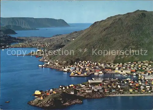 Honningsvag Byen og omegn sett fra fly Kat. Norwegen