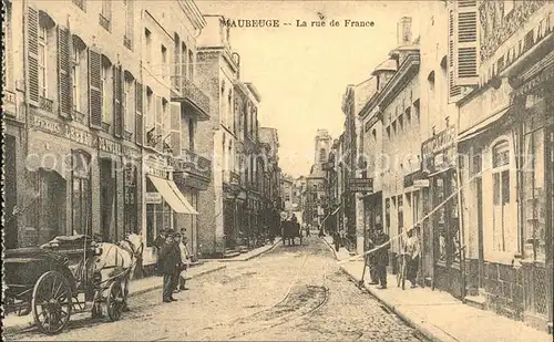 Maubeuge Nord Rue de France Pferdekutsche Kat. Maubeuge