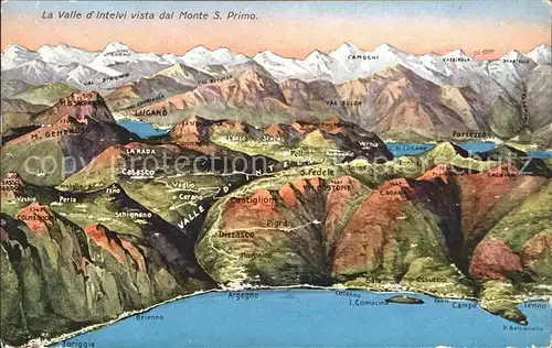 Argegno Panoramkarte Lago di Lugano Alpen Kat. Italien
