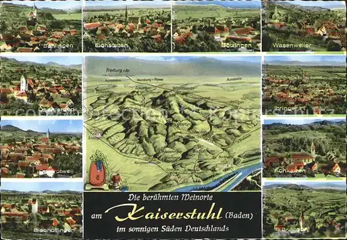 Kaiserstuhl Ihringen Panoramakarte Kat. Ihringen
