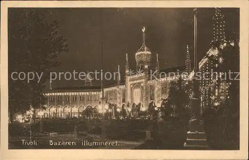 Kobenhavn Tivoli Bazaren illumineret Kat. Kopenhagen